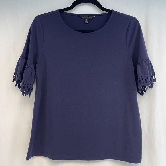 Banana Republic Short Sleeve Dress Shirt Navy Women’s Size Small - Picture 1 of 8